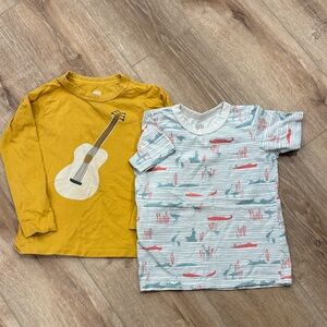 Kids Guitar Print Mustard and Nautical Print Blue Shirts